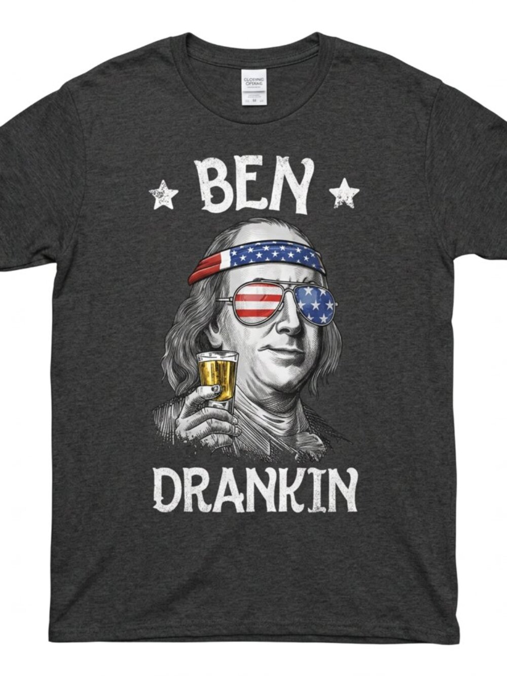 Ben Drankin Benjamin Franklin Funny Beer Party July 4th T-Shirt Men's L Black